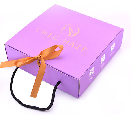 Rosa Farben bedruckte Matt-Laminierung Elfenbein-Brett-Geschenkbox mit Band und Griff