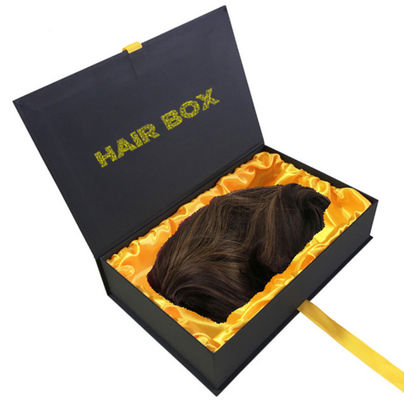 Kundengebundenes Buch formen schwarzes magnetisches Flip Cardboard Box For Hair-Verpacken